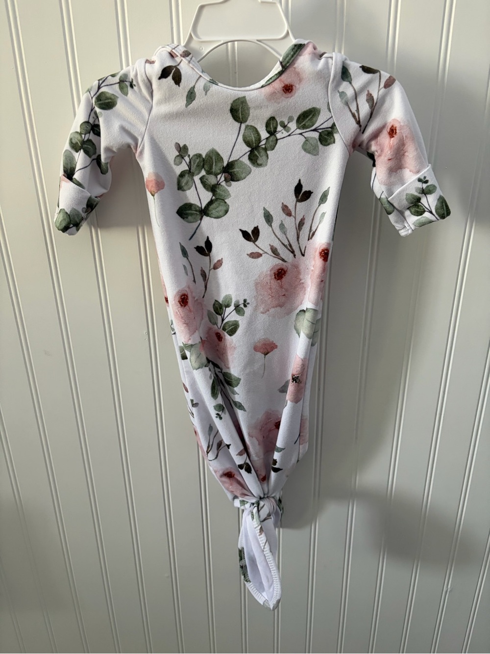 Caden Lane Millie Baby Floral Knot Gown - Pink & Green Bloom - Picture 2 of 3